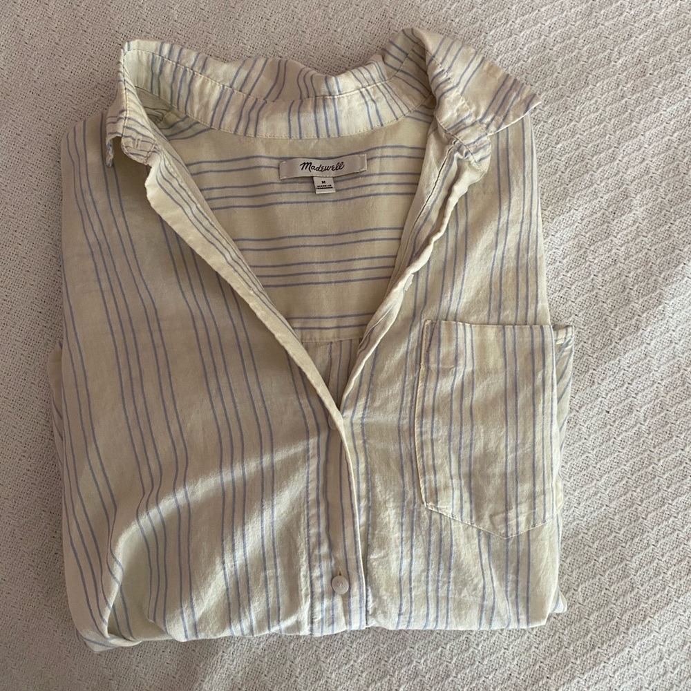 Madewell Striped Button-Up With Tie Feature - image 4